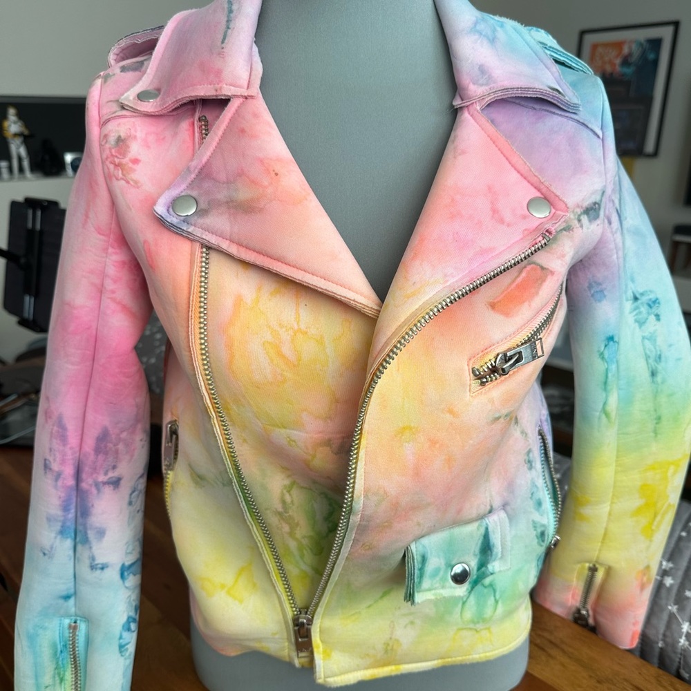 UNIF Tie Dye Rainbow Moto Jacket